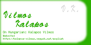 vilmos kalapos business card